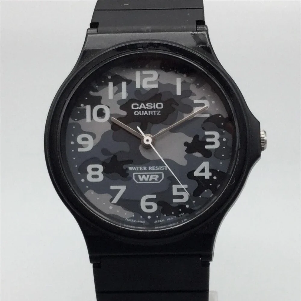Casio MQ-24 Mens Watch 34mm Black Camo Dial Black Resin Water Resist New Battery
